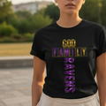 SCREEN PRINTED: "GOD, FAMILY, RAVEN"