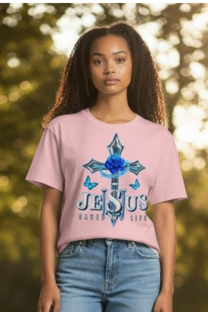 SCREEN PRINTED: "JESUS SAVED MY LIFE"