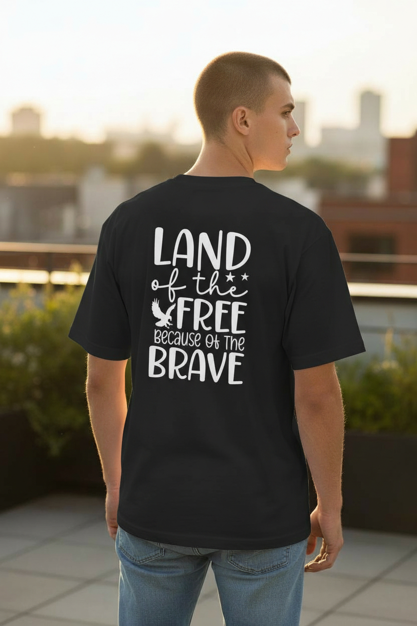 SCREEN PRINTED: "LAND OF FREE"
