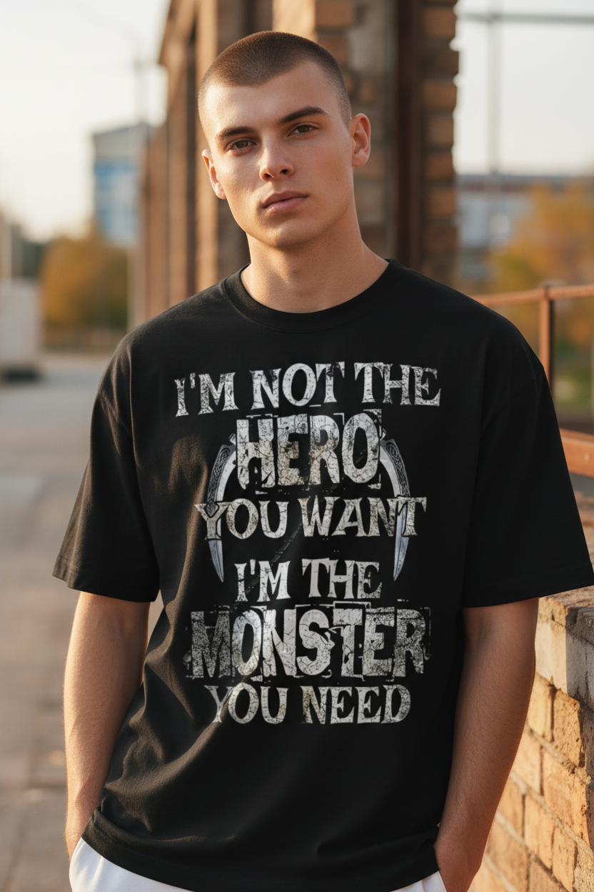 SCREEN PRINTED: "MONSTER YOU NEED"