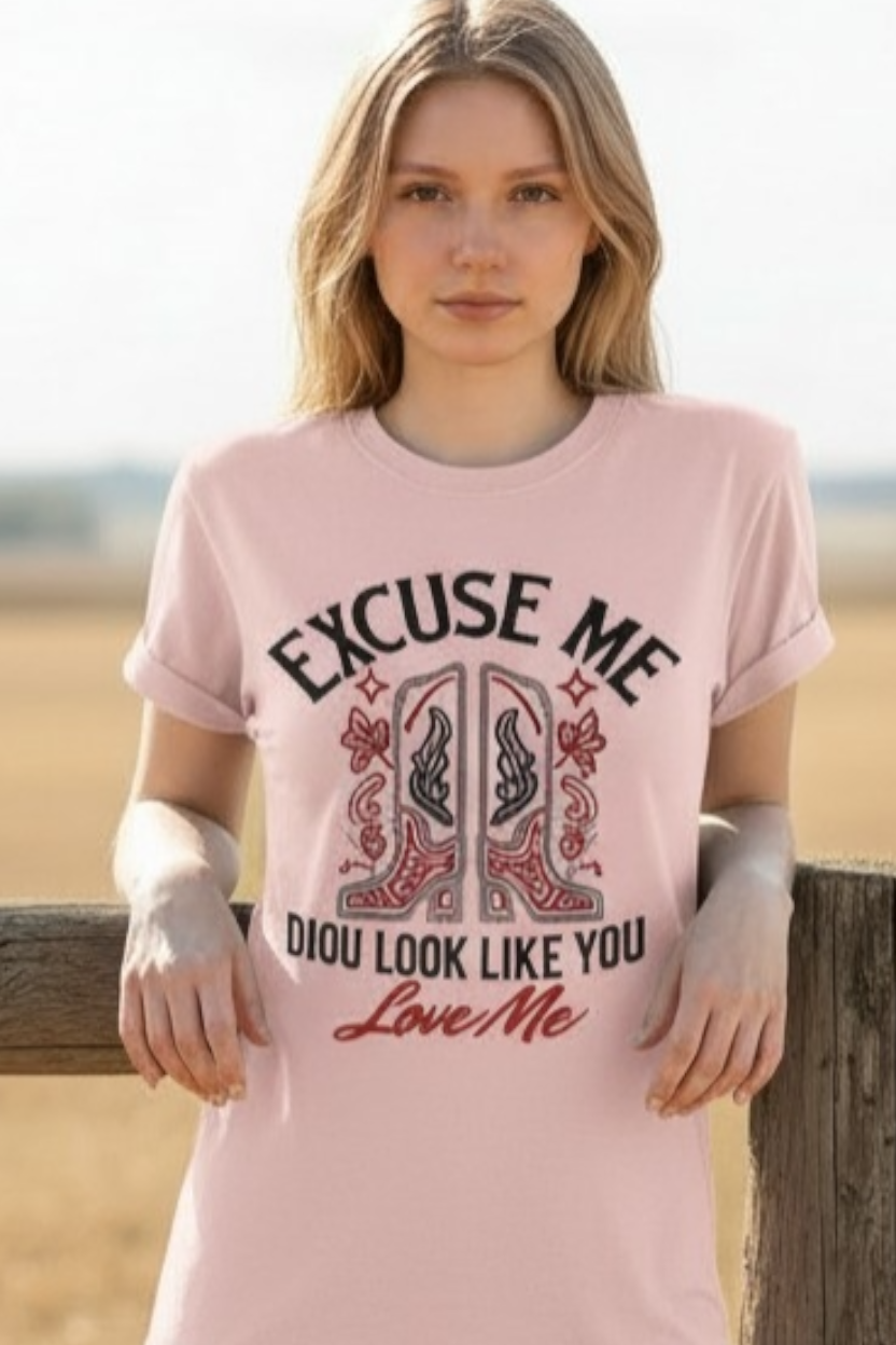 SCREEN PRINTED: "EXCUSE ME"