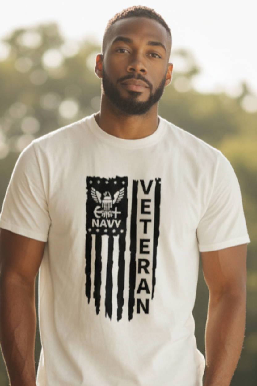 SCREEN PRINTED: "NAVY VETERAN"
