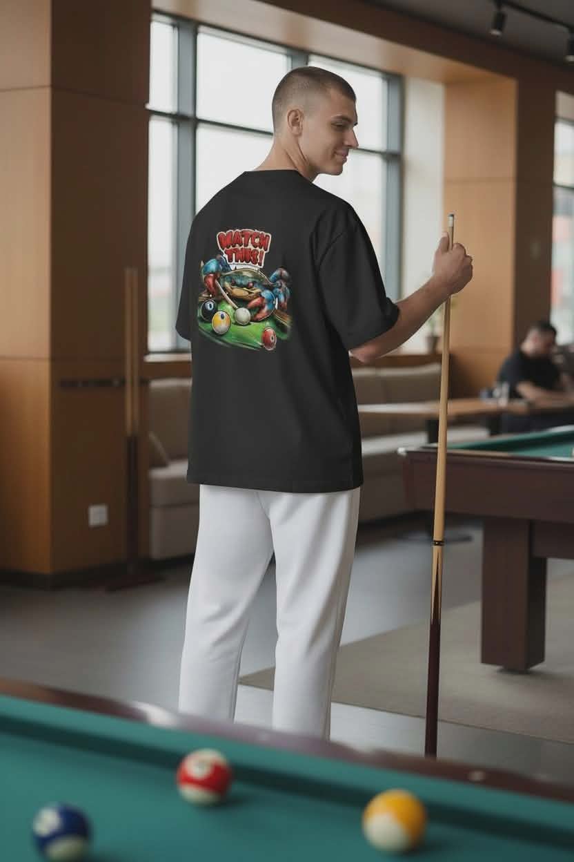 SCREEN PRINTED: "WATCH THIS" CRAB SHOOTING POOL"