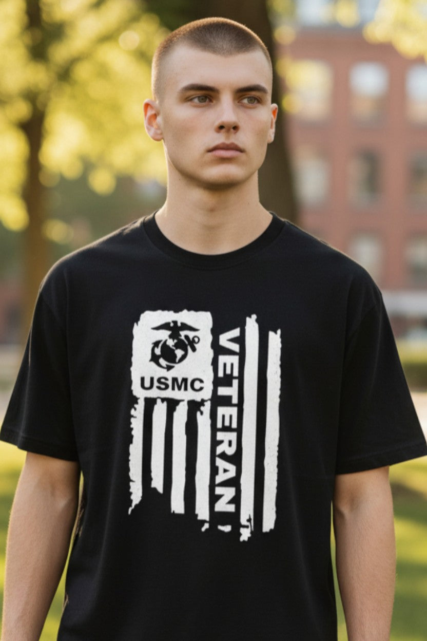 SCREEN PRINTED: "USMC VETERAN"