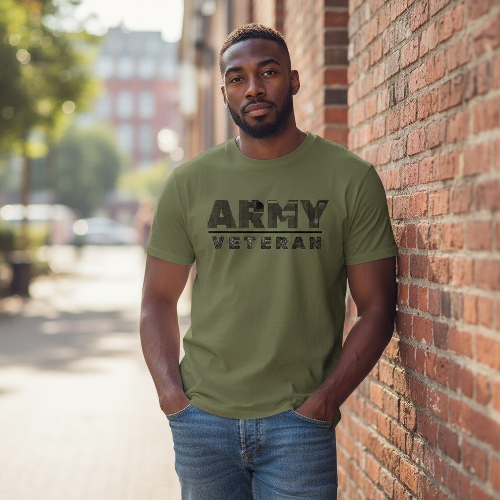 SCREEN PRINTED: "BRANCH OF SERVICE VETERAN T-SHIRT"